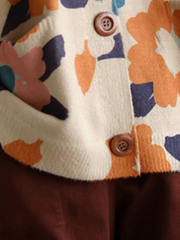 Open-Front Women's Printed Flower Cardigan