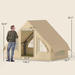 4-Season Inflatable Camping Tent – 3000mm Waterproof, UPF50+, Inflates in 5 Minutes with Hand Pump