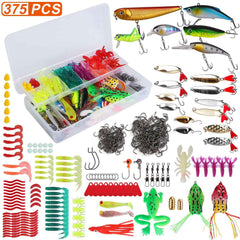 375-Piece Fishing Lure & Bait Kit with 2-Layer Tackle Box