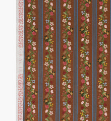 Floral Trellis Stripe Cotton Fabric - Clay