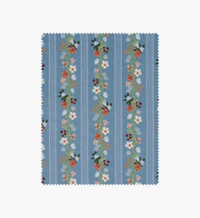 Floral Trellis Stripe Cotton Fabric - Slate