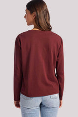 Vintage Cotton Long Sleeve Everyday T-Shirt | Black Cherry