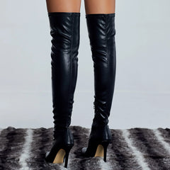 Botas Femininas Plus Size Stocking Tube Trendy Sexy Women's Long Over the Knee Patent Thigh High Boots