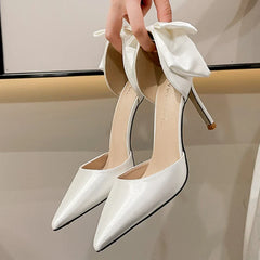 9CM/7CM Silk Material Zapatos Tacon Mujer Party Sexy New European Fashion White Pointed Heel Women's Pumps