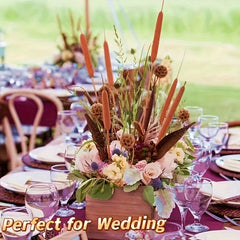 20pcs Realistic Dried Cattail Stems - Natural Brown, Long 17" Bundles for Wedding, Home, Office, Garden Decor - Rustic Floral