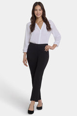 Pull-On Slim Ankle Trouser Pants - Black