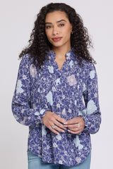 Pleated Front Tunic - Poppies at Dusk