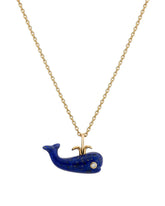 Lapis Migrating Whale Charm Necklace