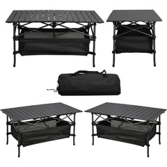 Lightweight Aluminum Folding Roll-Up Camping Table with Easy Carrying Bag for Indoor & Outdoor