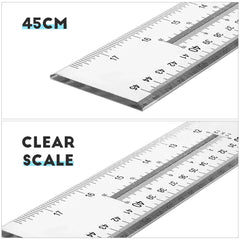 18 Inch Ruler Drafting Tool Engineering Gauge Parallel Rule Clear Rulers Woodworking Scribe Edge Measurement Analysis