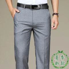 Spring Summer Suit Trousers For Men Straight flat linen Black Suit Pants Men Business Formal Dress Pants Men Big Size 28-44 46
