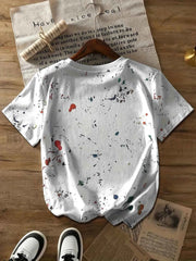 Paint Splatter Women's Tee - Artistic Graffiti Graphic, Casual Daily Wear
