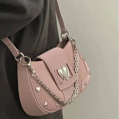 New Fashion Shoulder Bag 2025 PU Bags for Women Sweet Cool Subculture Pink Crossbody Bag сумка Bolsas