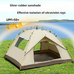 4-Person Automatic Pop-Up Camping Tent – 4-Season, Fiberglass Poles, 1500-2000mm Waterproof