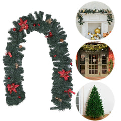2.7m LED Xmas Fireplace Decor Pre Lit Christmas Garland Door Wreath Pendant (E)