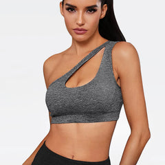 One-shoulder Sports Underwear Fitness Yoga Quick-drying Shock-proof Vest Running Bra for Women
