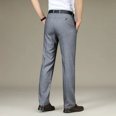 Spring Summer Suit Trousers For Men Straight flat linen Black Suit Pants Men Business Formal Dress Pants Men Big Size 28-44 46