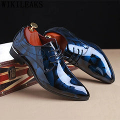 Office Men's Dress Shoes - Floral Pattern, Leather Luxury Fashion Groom Wedding Shoes, Oxford Style