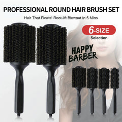 6 Sizes Boar Bristle Round Hair Brush Curly Hair Styling Comb Professional Removable Tail Barber Hairdresser Round Rolling Comb