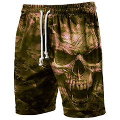 Men's Skull Graphic Beach Shorts – 3D Printed Swim Trunks