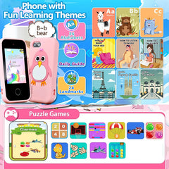 32GB Kids Smart Phone 2.8'' IPS Mini Toy Phone Music Player 28 Games Alarm Clock Flashlight Dual Camera Educational Funny Toys