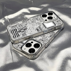 Advanced Circuit Board Phone Case For iPhone 17 Pro Max Air 16 15 14 13 12 Pro 11 Luxury Plating Transparent Soft Bumper Cover