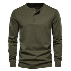 Cross-border Spring and Autumn Clothing European and American Men's T-Shirt Long-sleeved Men's Base Henry Shirt