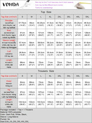 Plus Size VONDA 2024 Women Ruffled Sets Fashion Solid Color Suits Long Sleeve Irregular Top Patchwork Fitting Outfits 2pcs