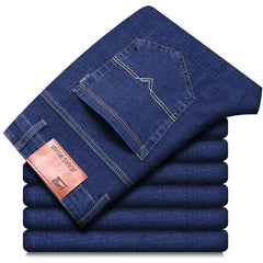 2024 NEW Men's Fashion Business Jeans Classic Style Casual Stretch Slim Jean Pants Male Brand Denim Trousers Black Blue