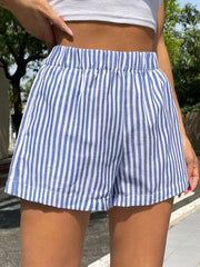 Striped Casual Mid-Waist Wide-Leg Beach Summer Women's Shorts