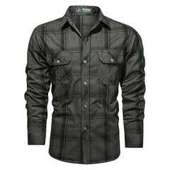 Men Plaid Casual Shirts Male Military Outdoor Loose Multi-pockets Tooling Shirts High Quality Man Large Long-sleeved Shirts 5XL