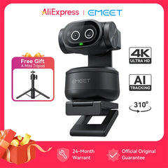 4K Webcam PTZ Web Camera EMEET PIXY Dual-Camera AI Tracking Video Camera for Streaming With SonySensor Gesture Control Autofocus