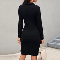 Autumn Attendance Pass Women's Long Sleeved Short Skirt Temperament Slimming Professional Dress Simple Solid Color Set