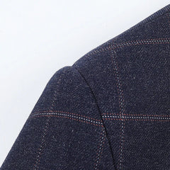 2024 New Spring and Autumn Coat Middle-aged Slim Fashion Handsome All Matching Plaid Suit Men Casual Polyester Blazer Mujer