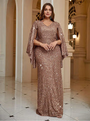 Plus Size Pink Shawl Shining Gorgeous Ballroom Evening Dress 4XL 5XL Big Size Wedding Evening Dress Women Prom Dress