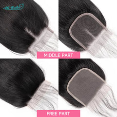 Ali Grace 5x5 HD Closure Brazilian Straight Hair HD/Transparent Lace Closure Pure-Hand Tied Human Hair Lace Closure 14-20Inch