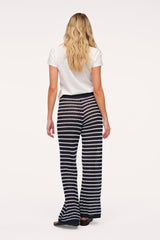 Cotton Crochet Sweater Pant | Navy Stripe