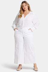 Mona Wide Leg Trouser Ankle Jeans In Plus Size - Optic White