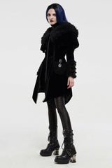 Black Long Sleeves Metal Buckle Hooded Womens Gothic Cloak Coat