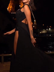 Chic Black Deep V-Neck Dress