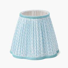 Rattan Ursula Rechargeable Lamp with Soft Blue Lotus Shade (18cm)
