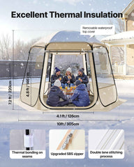 Clear Bubble Dome Tent | 10x9.2 FT Pop-Up Igloo for 4-8 People | 540° Panoramic View