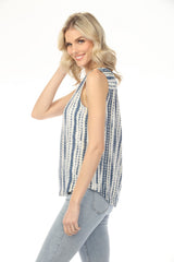 Charlie B Printed Sleeveless Top with Rounded Hem C4588-787A