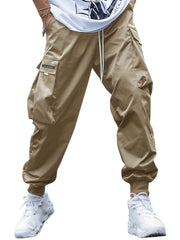 Men's Multi-Pocket Cargo Pants – Loose Fit, Drawstring, 7 Colors, S–3XL