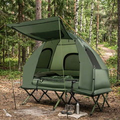 5-in-1 Camping Tent Cot with Air Mattress & Sleeping Bags — 2 Person