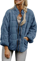 Women's Zip-Up Stand Collar Jacket – Casual Lightweight Jacket