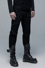 Black Cross Decoration Ripped Men's Steampunk Pants