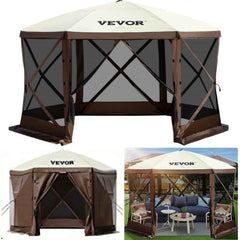 6-Sided Pop-Up Gazebo Screen Tent | Mesh Canopy Shelter for Camping & Backyard