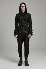 Black Bat Collar Ruffle Men's Swallow-tailed Gothic Coat