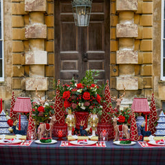Red Engraved Glass Footed Bowl